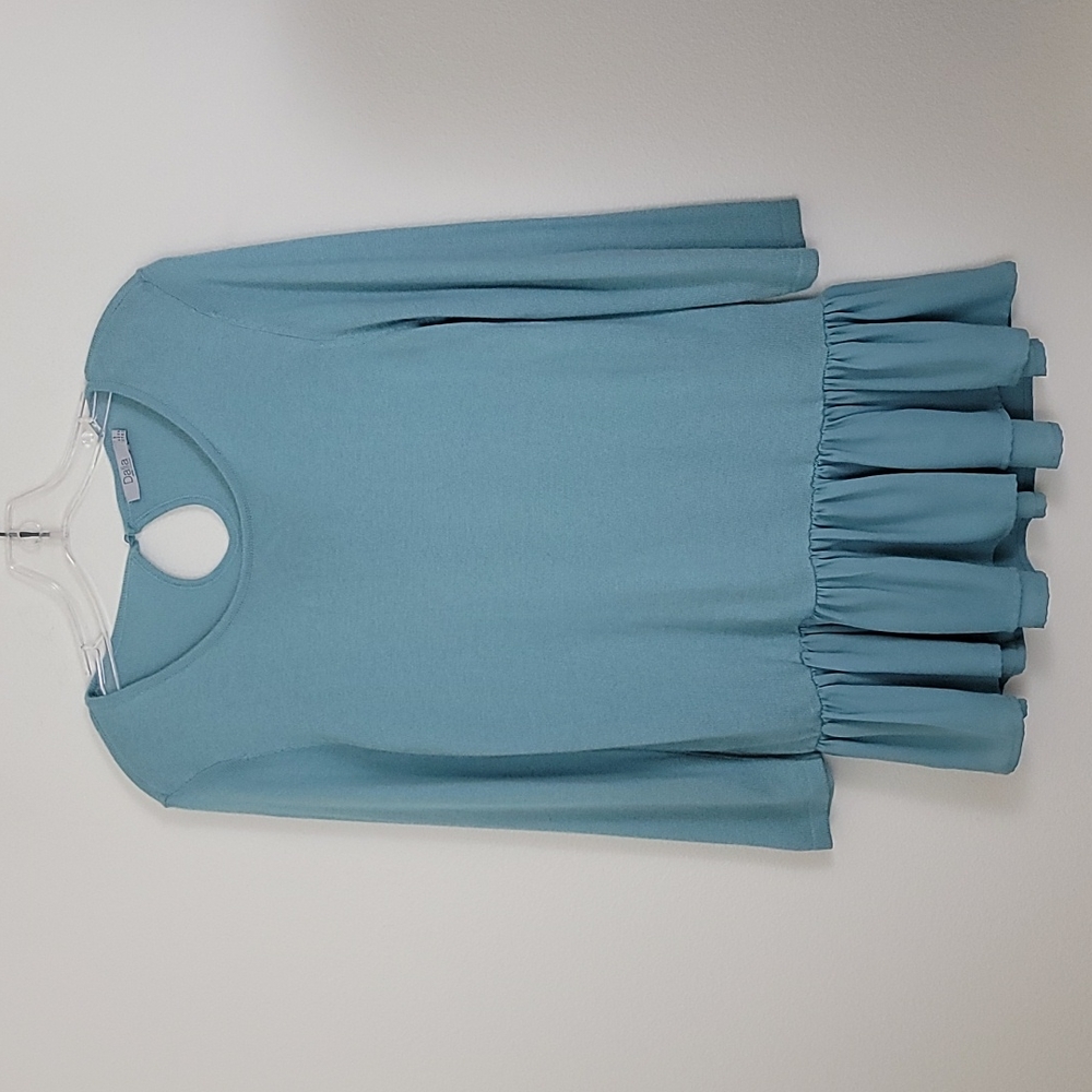 Dalia Aqua Sweater With Peplum Skirt M